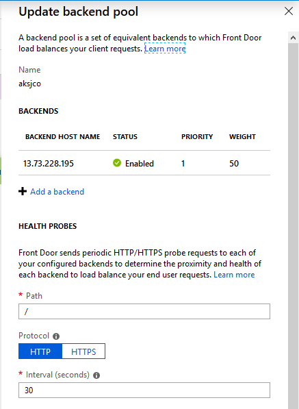 Azure Front Door backend pool