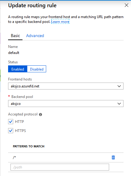 Azure Front Door routing rule - Basic