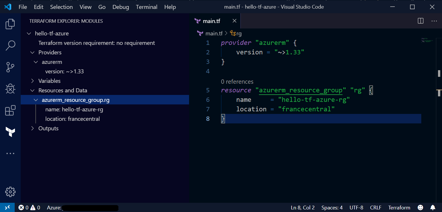 Visual Studio Code Terraform extensions